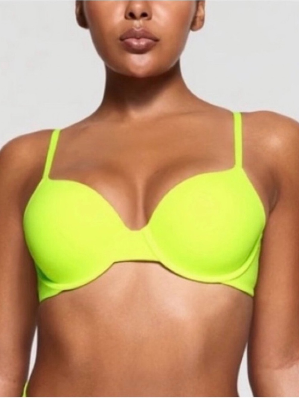 SKIMS Fits Everybody T-Shirt Demi Neon Yellow Bra 42DDD